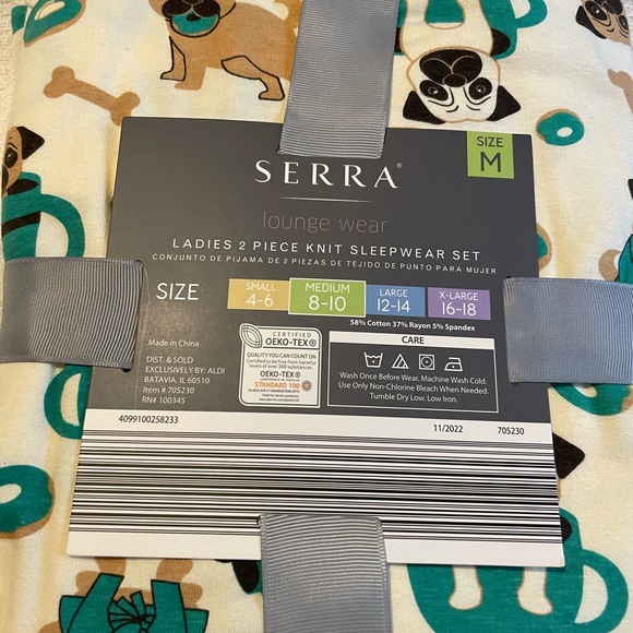 Pugs! Pug mom, Pug life. New size M (8-10) Serra for Aldi PJs loungewear. - Picture 2 of 7